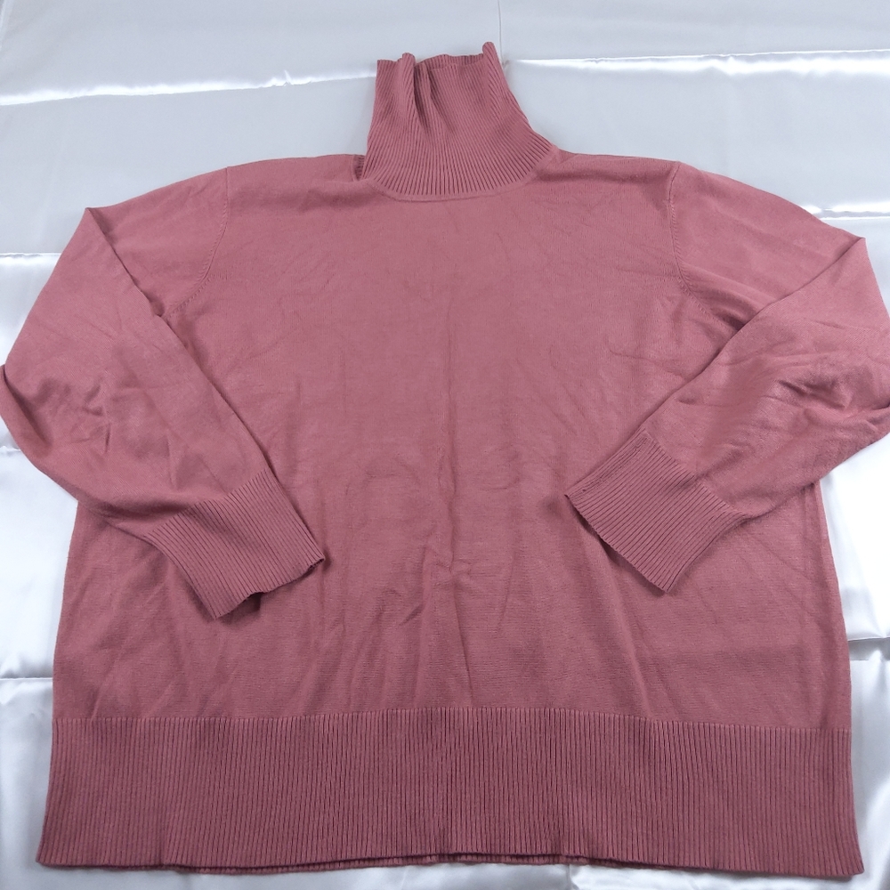 Retrology Grapefruit Pink Turtleneck Knit Sweater Top Size 3X Long Sleeve
